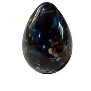 Signed Rudin Maytum Studio Art Glass Paperweight Freeform Teardrop Egg Shape Vtg